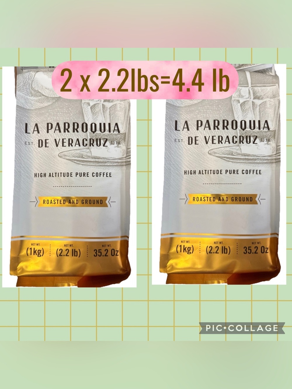La Parroquia De Veracruz Roasted & Ground Coffee - 2 x Bags1  2.2lb each